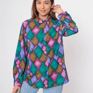 Colorful Geometric Button Down Shirt